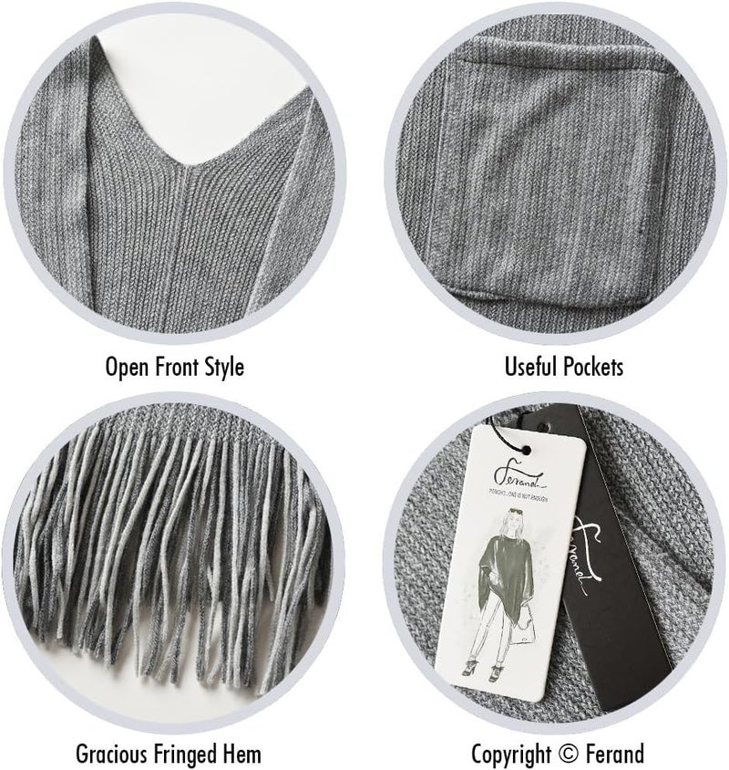 Ferand Shawl Wraps for Women, Cozy Lightweight Poncho Cape with Pockets, Warm for Fall Winter Travel - Image 4